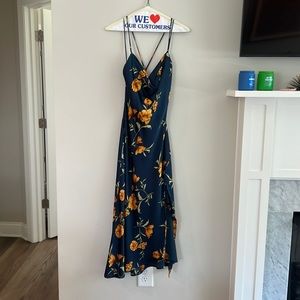 ASTR the label, Floral Navy Silk Wedding Guest Dress, size S, NBW